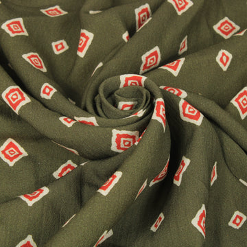 Tissu crepe viscose - imprimé abstrait - ton kaki