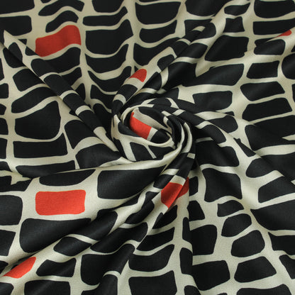Tissu satin - imprimé tacheté - ton noir et crème - photo 1/5 | So Tissus