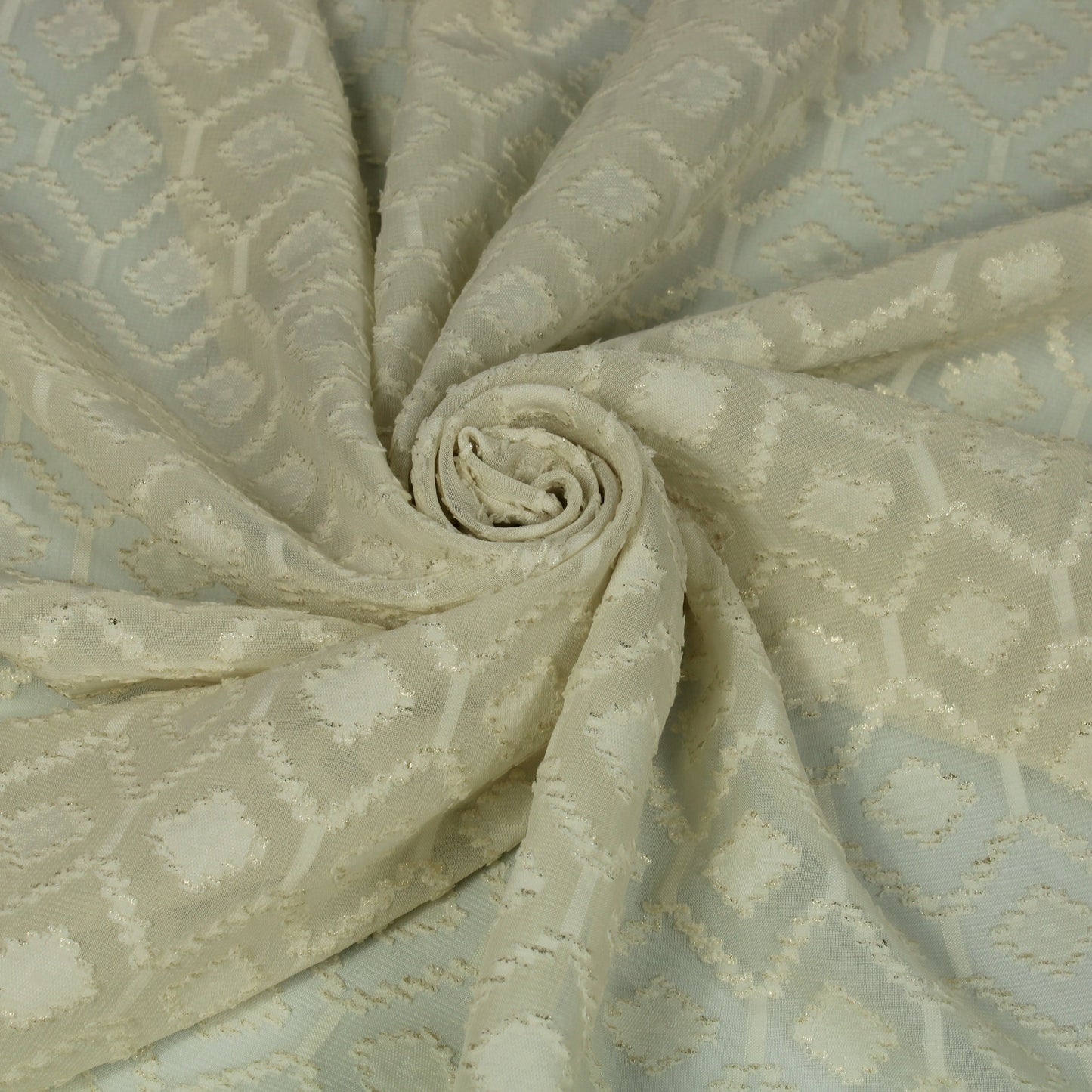 Tissu dévoré - motif losange - écru et doré - photo 1/5 | So Tissus