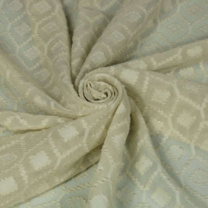 Tissu dévoré - motif losange - écru et doré - photo 1/5 | So Tissus