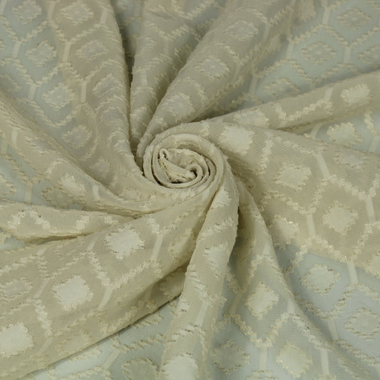 Tissu dévoré - motif losange - écru et doré - photo 1/5 | So Tissus