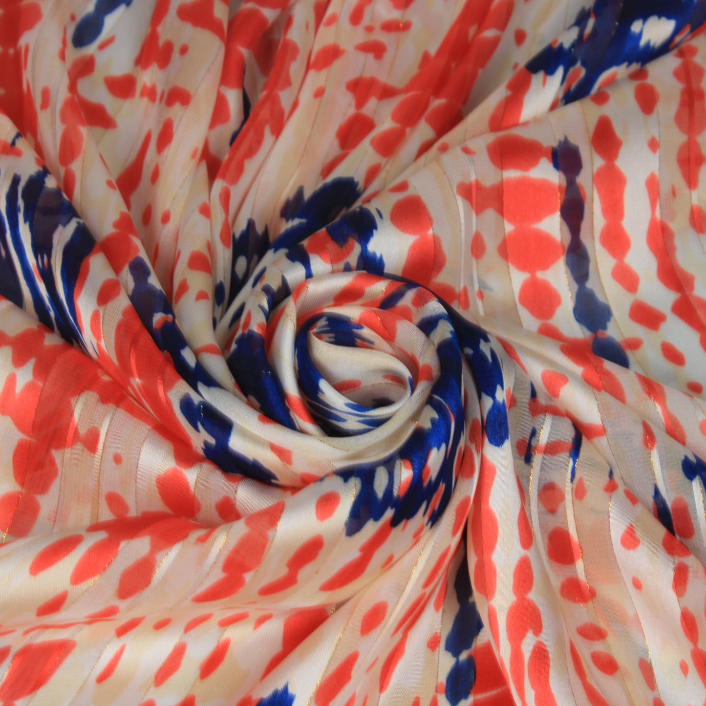 Tissu mousseline - imprimé tacheté - ton rouge et bleu - photo 1/5 | So Tissus