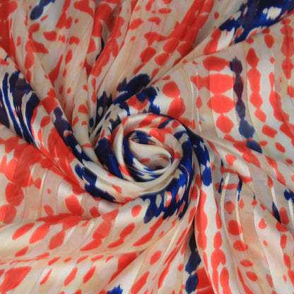 Tissu mousseline - imprimé tacheté - ton rouge et bleu - photo 1/5 | So Tissus
