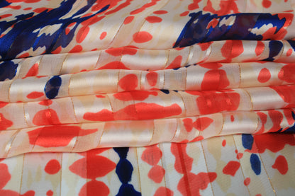 Tissu mousseline - imprimé tacheté - ton rouge et bleu - photo 2/5 | So Tissus