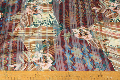 Tissu mousseline - imprimé fleuri - ton bordeaux et bleu - photo 5/5 | So Tissus