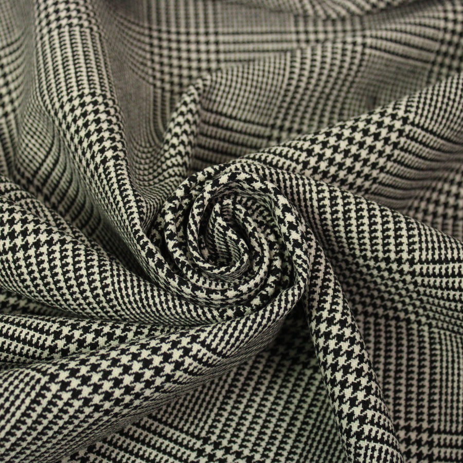 Tissu laine - prince de galles - noir et blanc