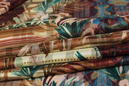 Tissu mousseline - imprimé fleuri - ton bordeaux et bleu - photo 2/5 | So Tissus