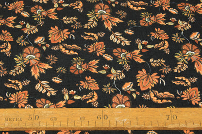 Tissu crêpe viscose - imprimé fleuri - ton orange - photo 5/5 | So Tissus
