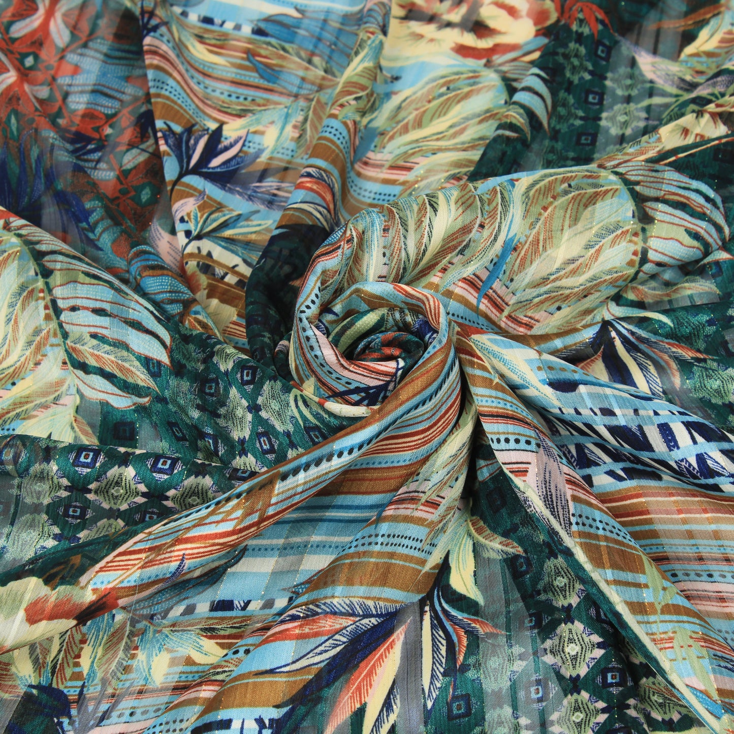Tissu mousseline - imprimé fleuri - ton vert - photo 1/5 | So Tissus