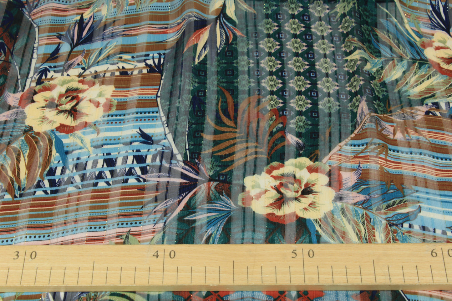 Tissu mousseline - imprimé fleuri - ton vert - photo 5/5 | So Tissus