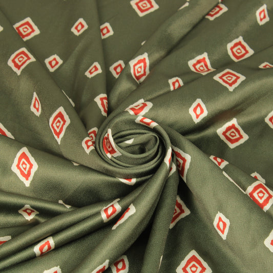 Tissu satin - imprimé abstrait - ton kaki - photo 1/5 | So Tissus