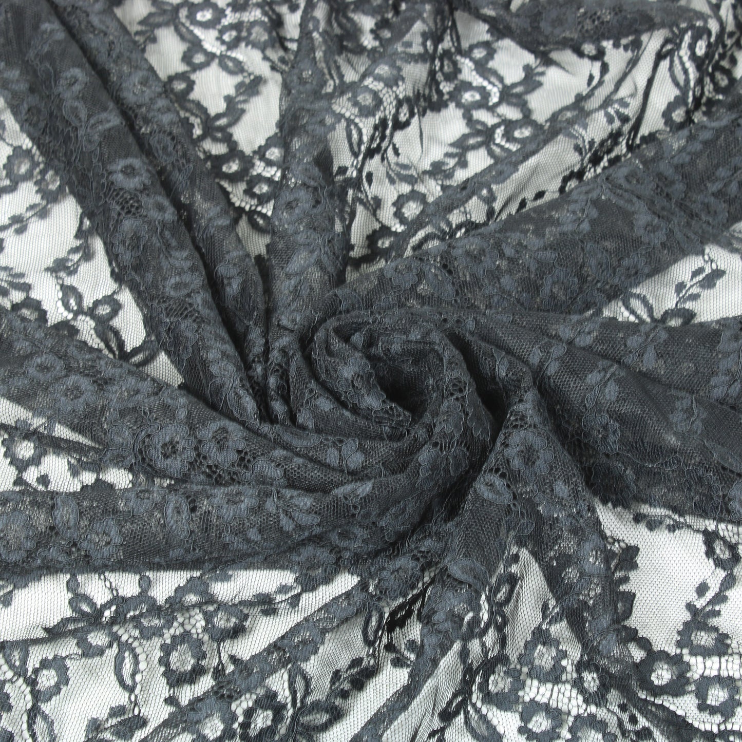 Tissu dentelle - motif fleuri - noir - photo 1/4 | So Tissus