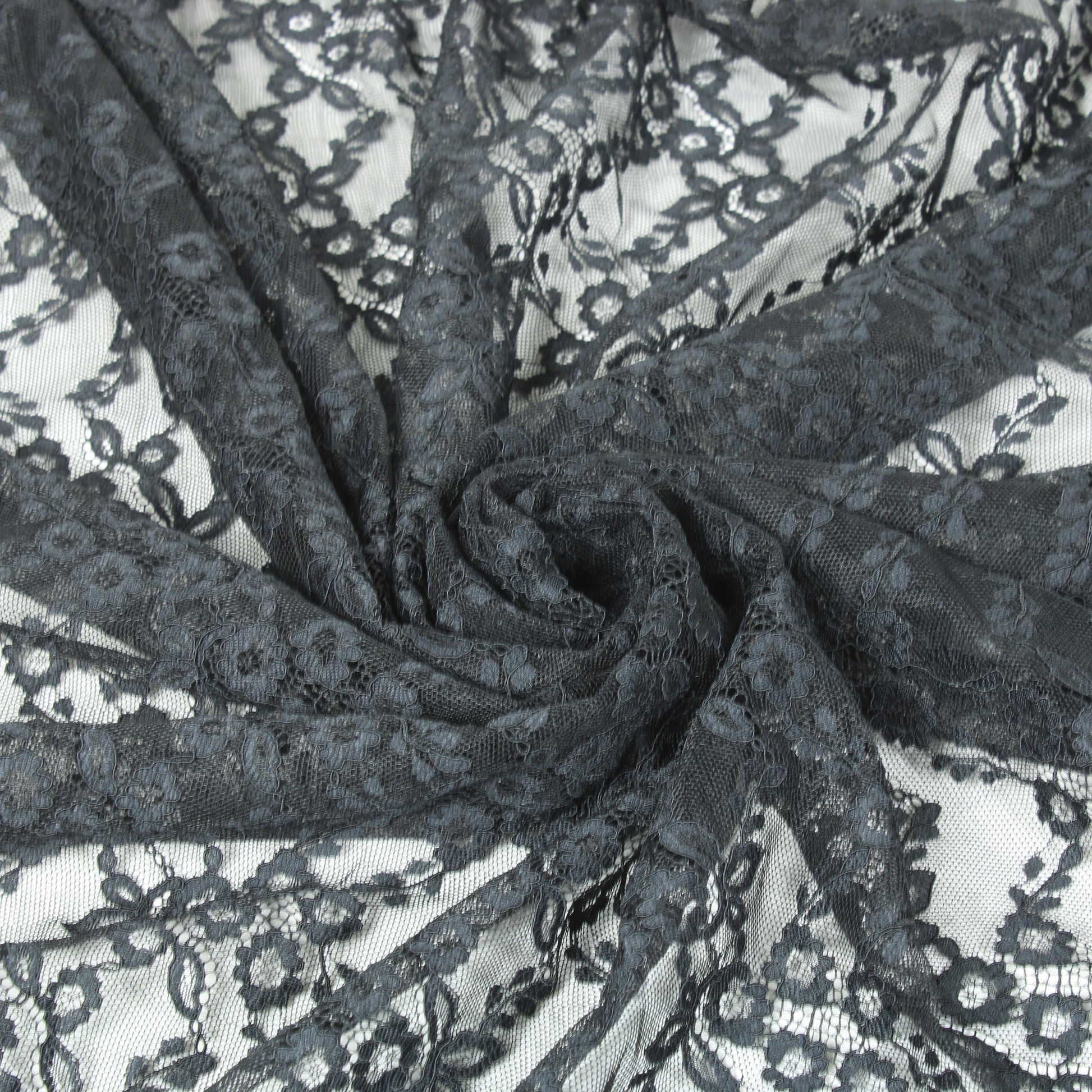Tissu dentelle - motif fleuri - noir - photo 1/4 | So Tissus