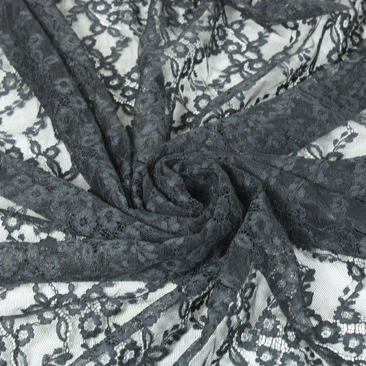 Tissu dentelle - motif fleuri - noir - photo 1/4 | So Tissus