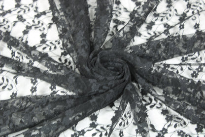 Tissu dentelle - motif fleuri - noir - photo 1/4 | So Tissus