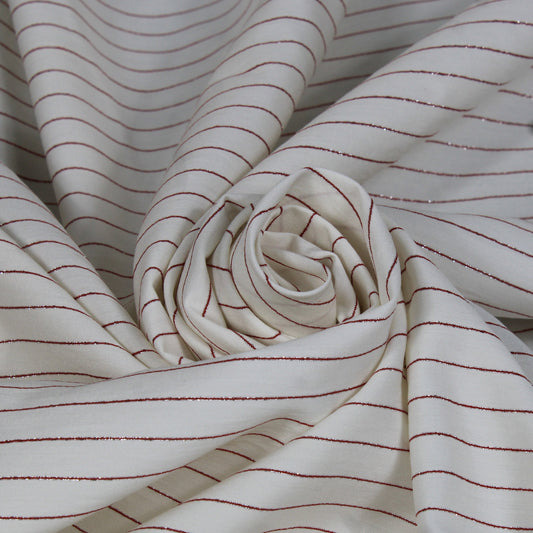 Tissu viscose - à rayures - blanche et rouge lurex - photo 1/5 | So Tissus