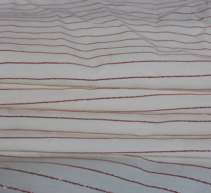 Tissu viscose - à rayures - blanche et rouge lurex - photo 2/5 | So Tissus