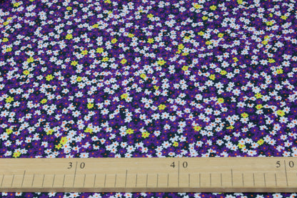 Tissu popeline de coton prestige - imprimé fleuri - ton violet - photo 3/5 | So Tissus