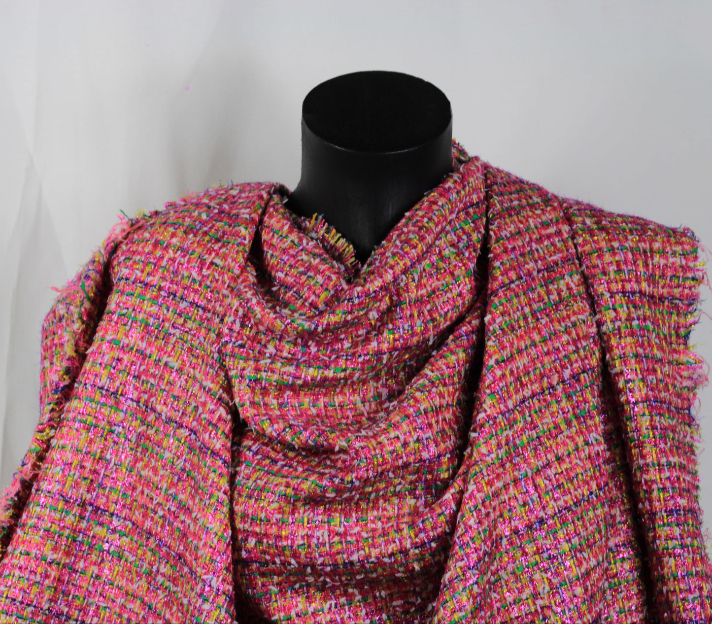 Tissu tweed lurex multicolore - ton fuchsia - photo 3/4 | So Tissus