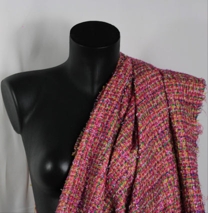 Tissu tweed lurex multicolore - ton fuchsia - photo 4/4 | So Tissus