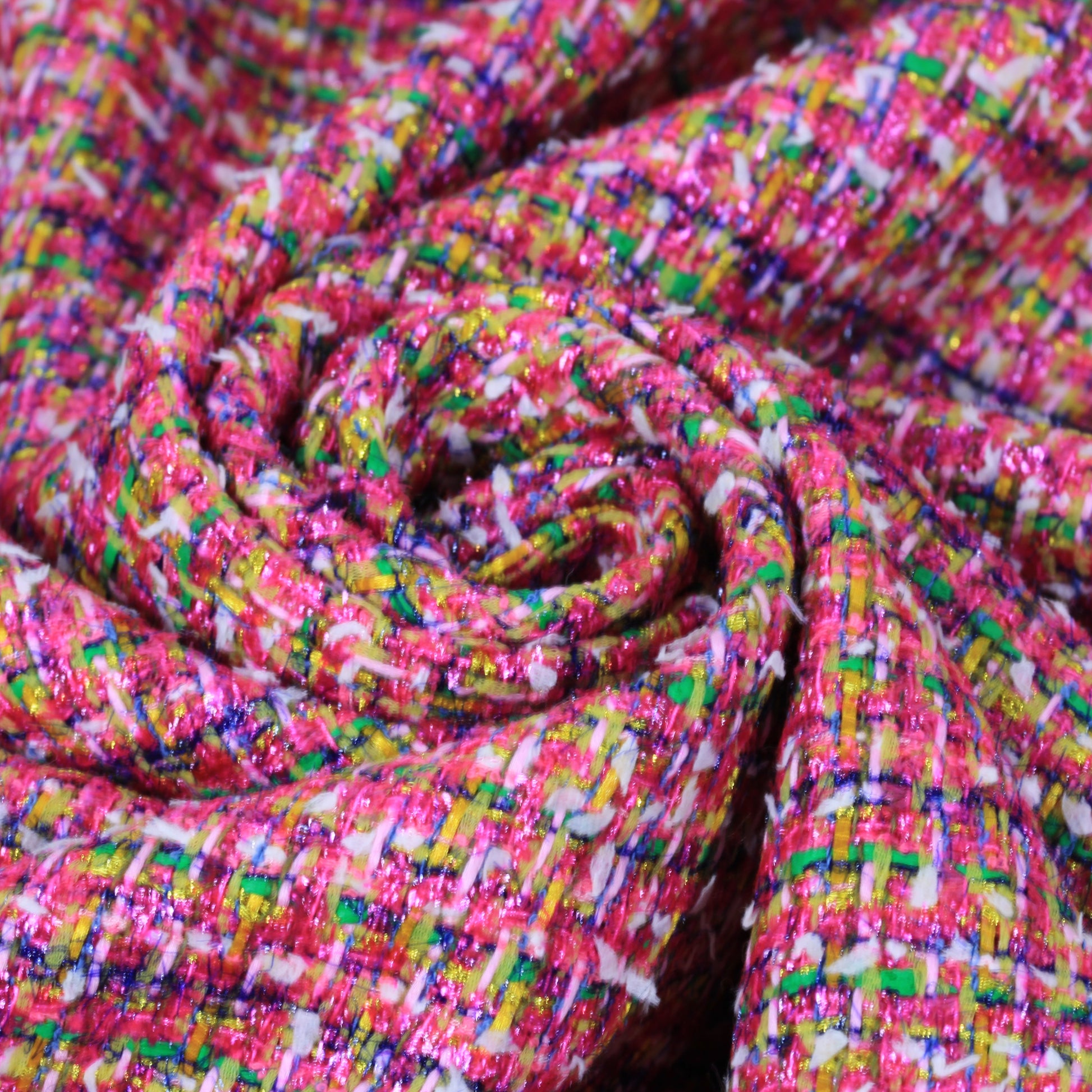 Tissu tweed lurex multicolore - ton fuchsia - photo 1/4 | So Tissus