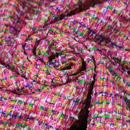 Tissu tweed lurex multicolore - ton fuchsia - photo 1/4 | So Tissus