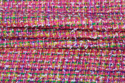 Tissu tweed lurex multicolore - ton fuchsia - photo 2/4 | So Tissus