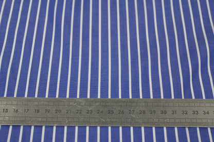 Tissu popeline coton  prestige - à rayures - blanc et bleu - photo 5/5 | So Tissus