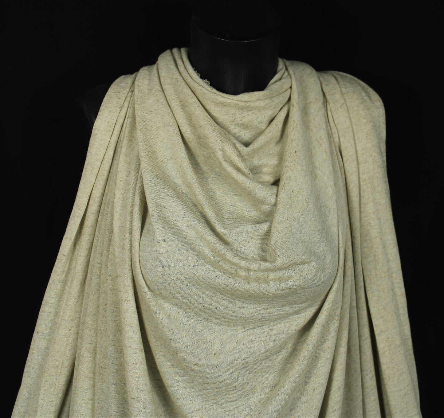 Tissu maille jersey coton  viscose - style jersey de lin - beige - photo 4/4 | So Tissus