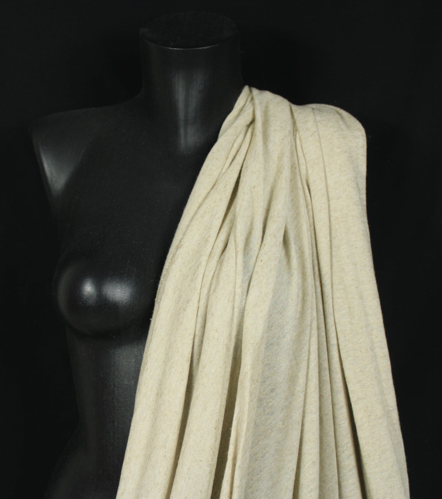 Tissu maille jersey coton  viscose - style jersey de lin - beige - photo 3/4 | So Tissus
