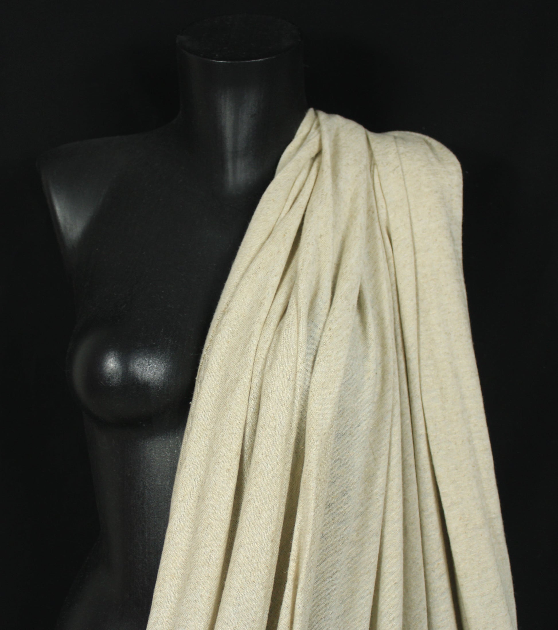 Tissu maille jersey coton  viscose - style jersey de lin - beige - photo 3/4 | So Tissus