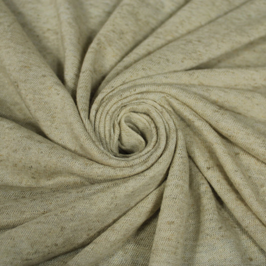 Tissu maille jersey coton  viscose - style jersey de lin - beige - photo 1/4 | So Tissus