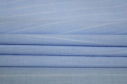 Tissu popeline de coton  - à rayure - bleu clair et blanc - photo 2/4 | So Tissus