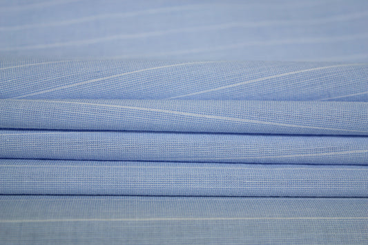 Tissu popeline de coton  - à rayure - bleu clair et blanc - photo 2/4 | So Tissus
