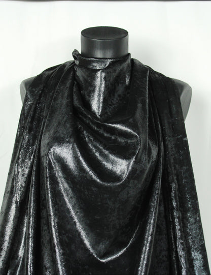 Tissu maille velours frappé  - noir irisé - photo 4/4 | So Tissus