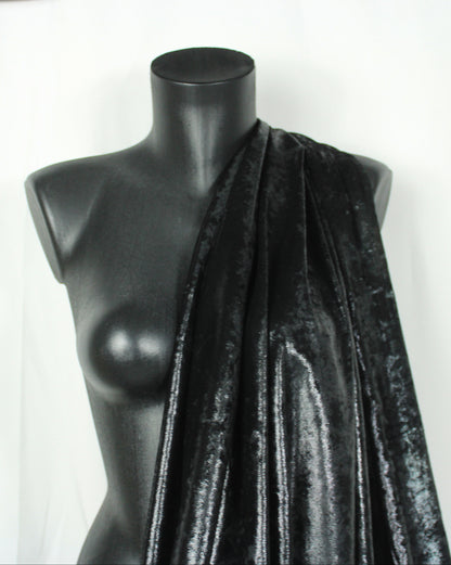 Tissu maille velours frappé  - noir irisé - photo 3/4 | So Tissus