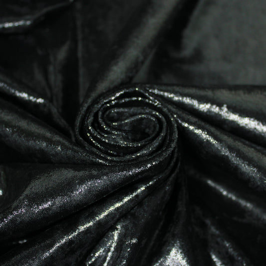 Tissu maille velours frappé  - noir irisé - photo 1/4 | So Tissus