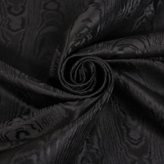 Tissu taffeta de soie - moiré - noir - photo 1/4 | So Tissus