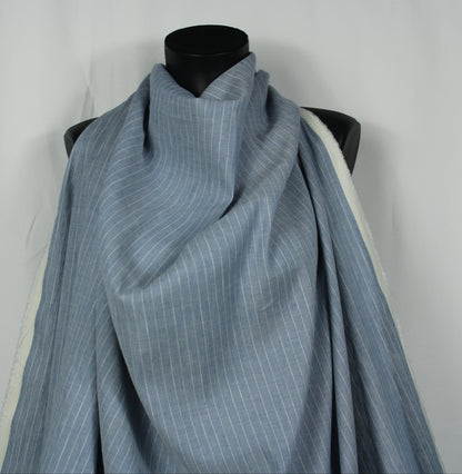 Tissu lin  - à rayures - bleu ciel et blanc - photo 4/5 | So Tissus