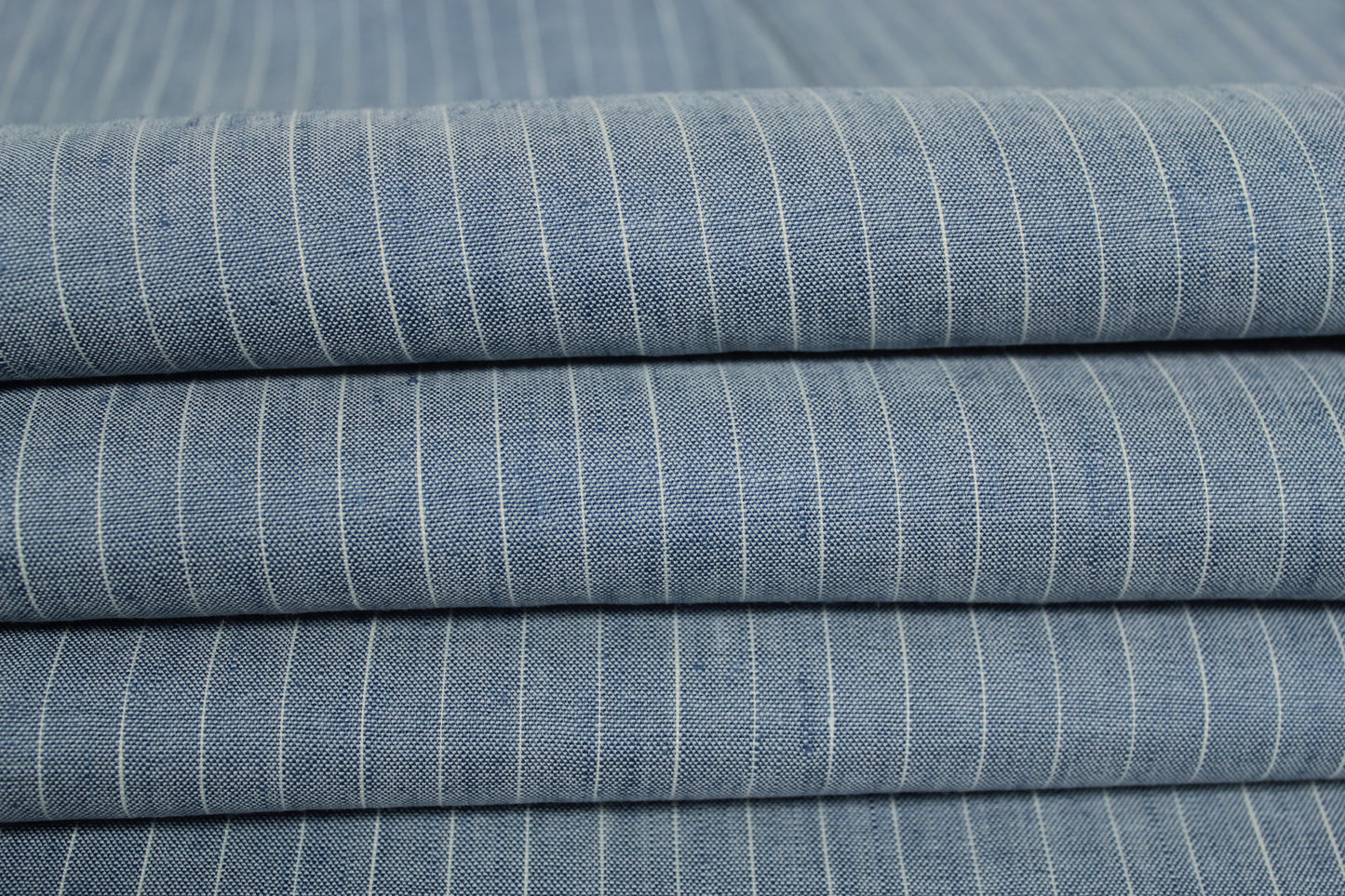 Tissu lin  - à rayures - bleu ciel et blanc - photo 2/5 | So Tissus