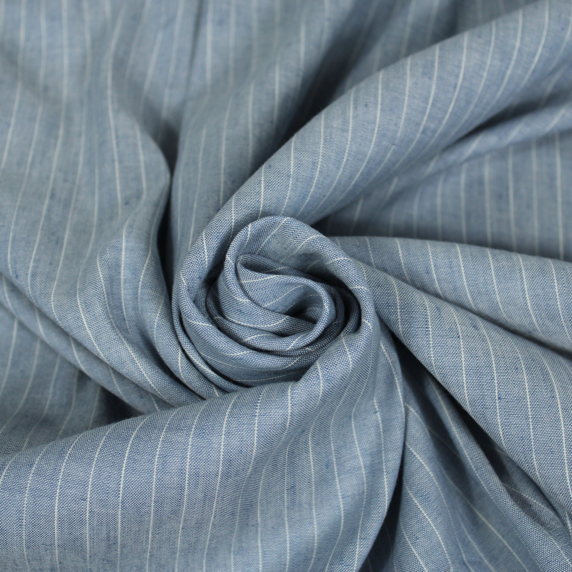 Tissu lin  - à rayures - bleu ciel et blanc - photo 1/5 | So Tissus