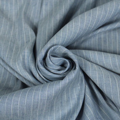 Tissu lin  - à rayures - bleu ciel et blanc - photo 1/5 | So Tissus