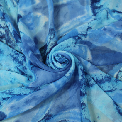 Tissu crêpon  - imprimé vintage - ton bleu - photo 1/5 | So Tissus