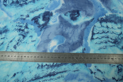 Tissu crêpon  - imprimé vintage - ton bleu - photo 5/5 | So Tissus