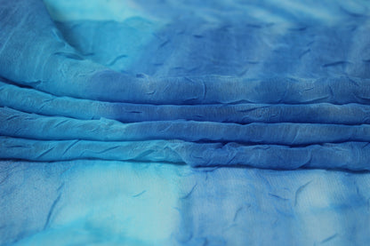 Tissu crêpon  - imprimé vague vintage - ton bleu - photo 2/5 | So Tissus