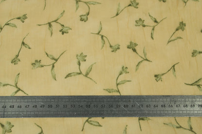 Tissu crêpon  - imprimé fleuri vintage - ton beige et vert - photo 5/5 | So Tissus