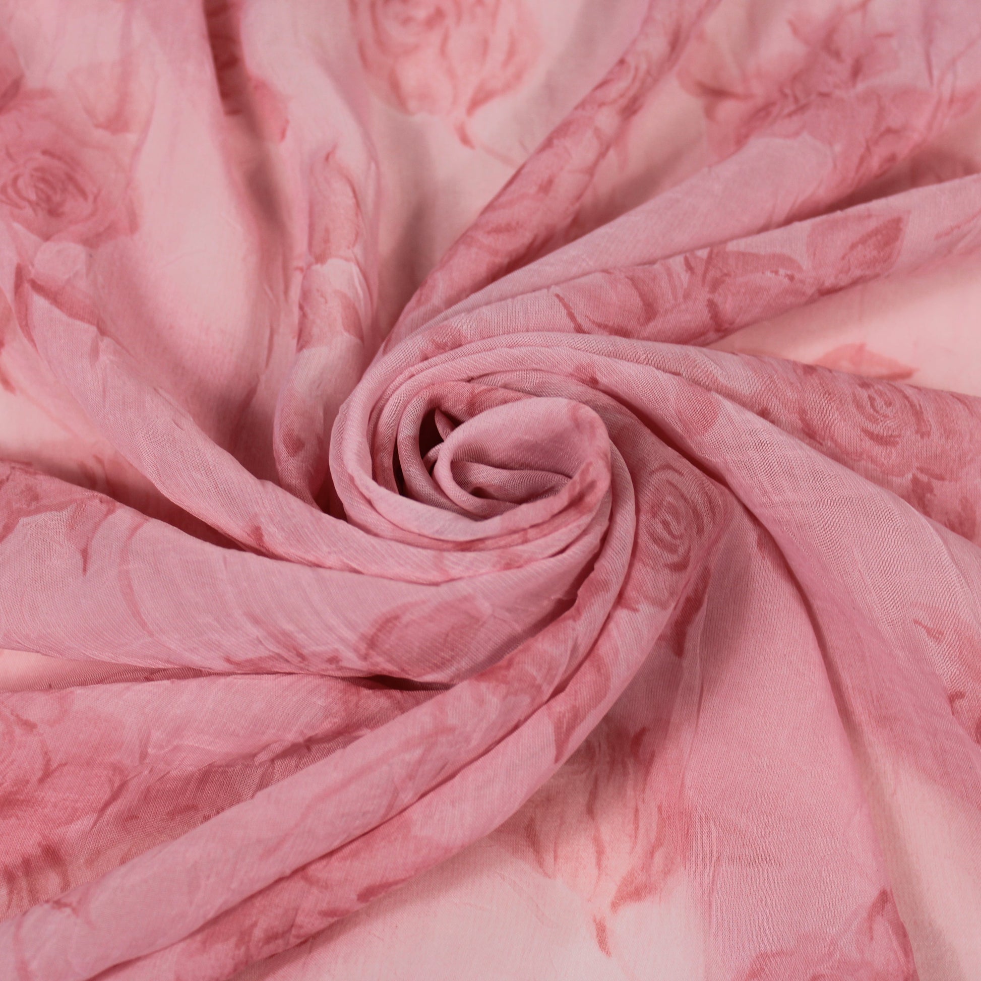 Tissu crêpon  - imprimé fleurs vintages - ton rose - photo 1/5 | So Tissus