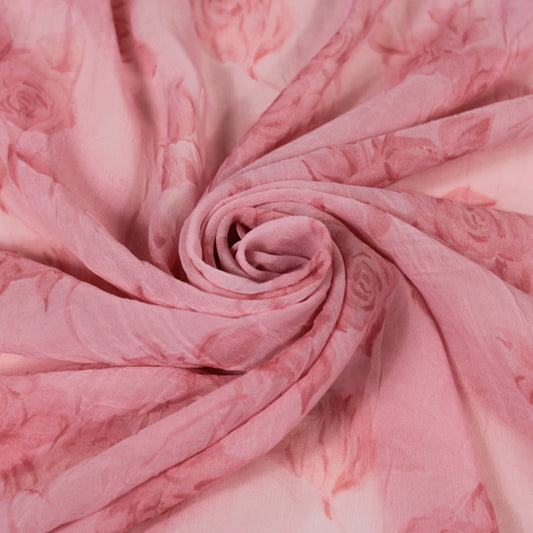 Tissu crêpon  - imprimé fleurs vintages - ton rose - photo 1/5 | So Tissus