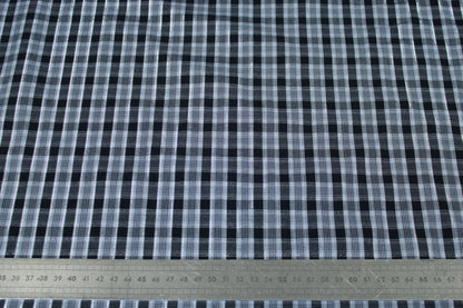 Tissu popeline coton - à carreaux - ton gris bleu - photo 5/5 | So Tissus