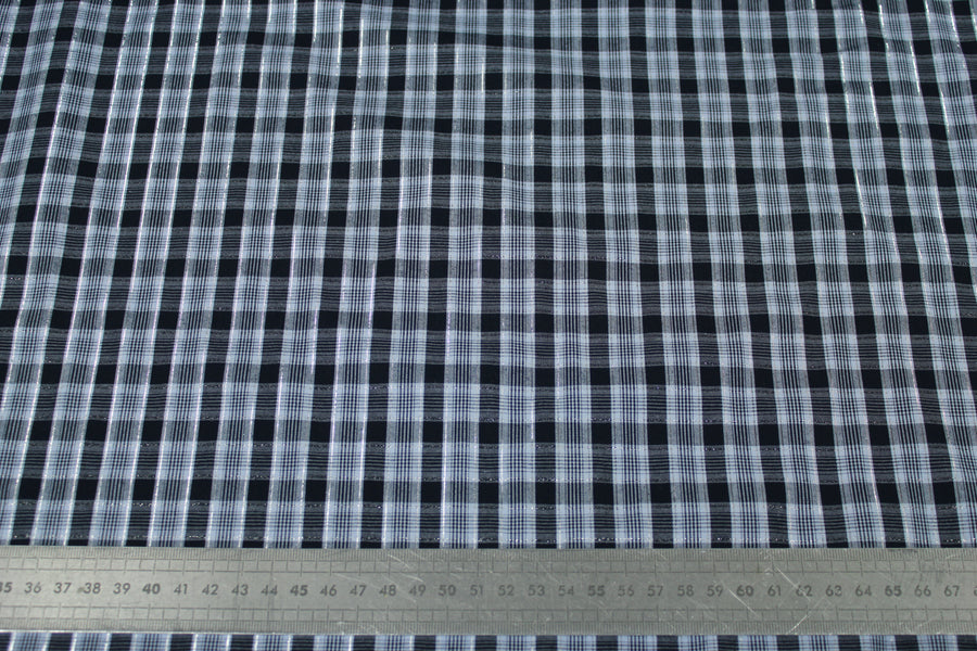 Tissu popeline coton - à carreaux - ton gris bleu